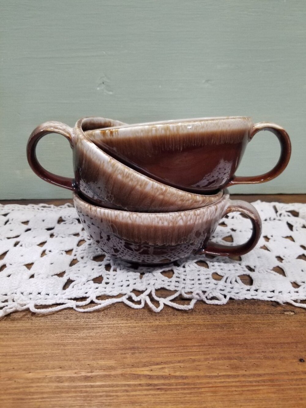 Vintage McCoy Pottery Brown Drip Glaze Bowls Set of 3
